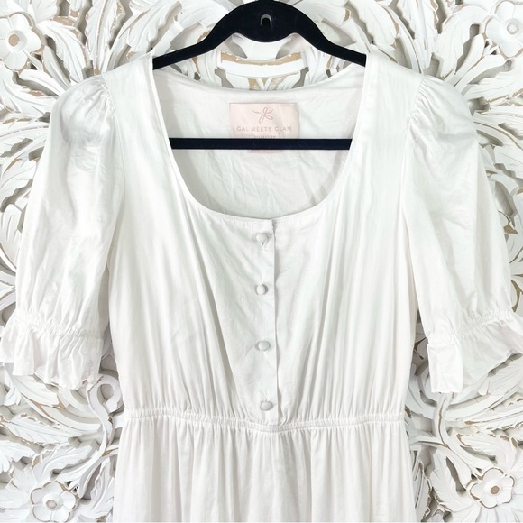 {Gal Meets Glam} Anthropologie Blakely White Cotton Ruffle Midi Dress, Size 2 - Picture 3 of 8